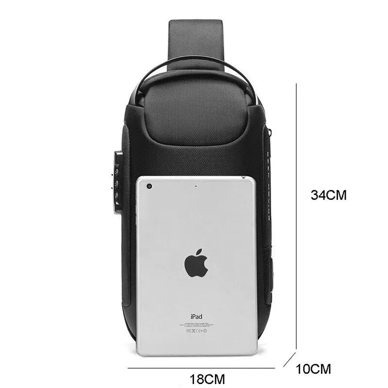 Men New Crossbody Anti-theft Lock Shoulder Waterproof Short Trip Chest Bag