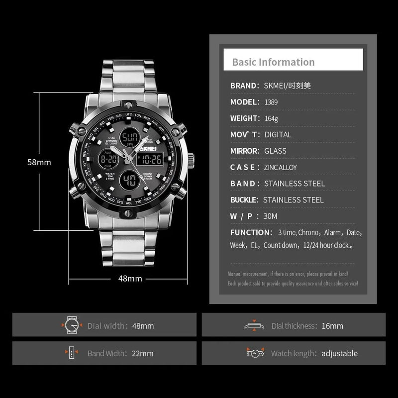 Original Skimi Branded Dual Time Multifunctional Watch